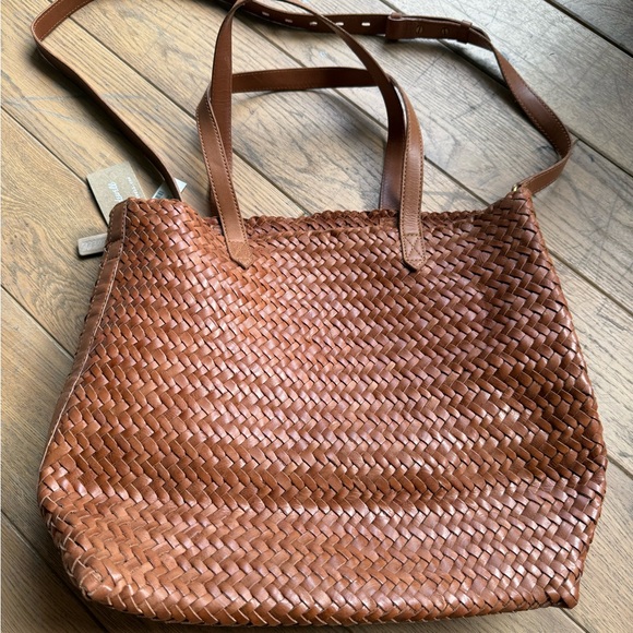 Madewell Woven Leather Transport Tote Bag - burnished caramel size medium - Picture 5 of 6